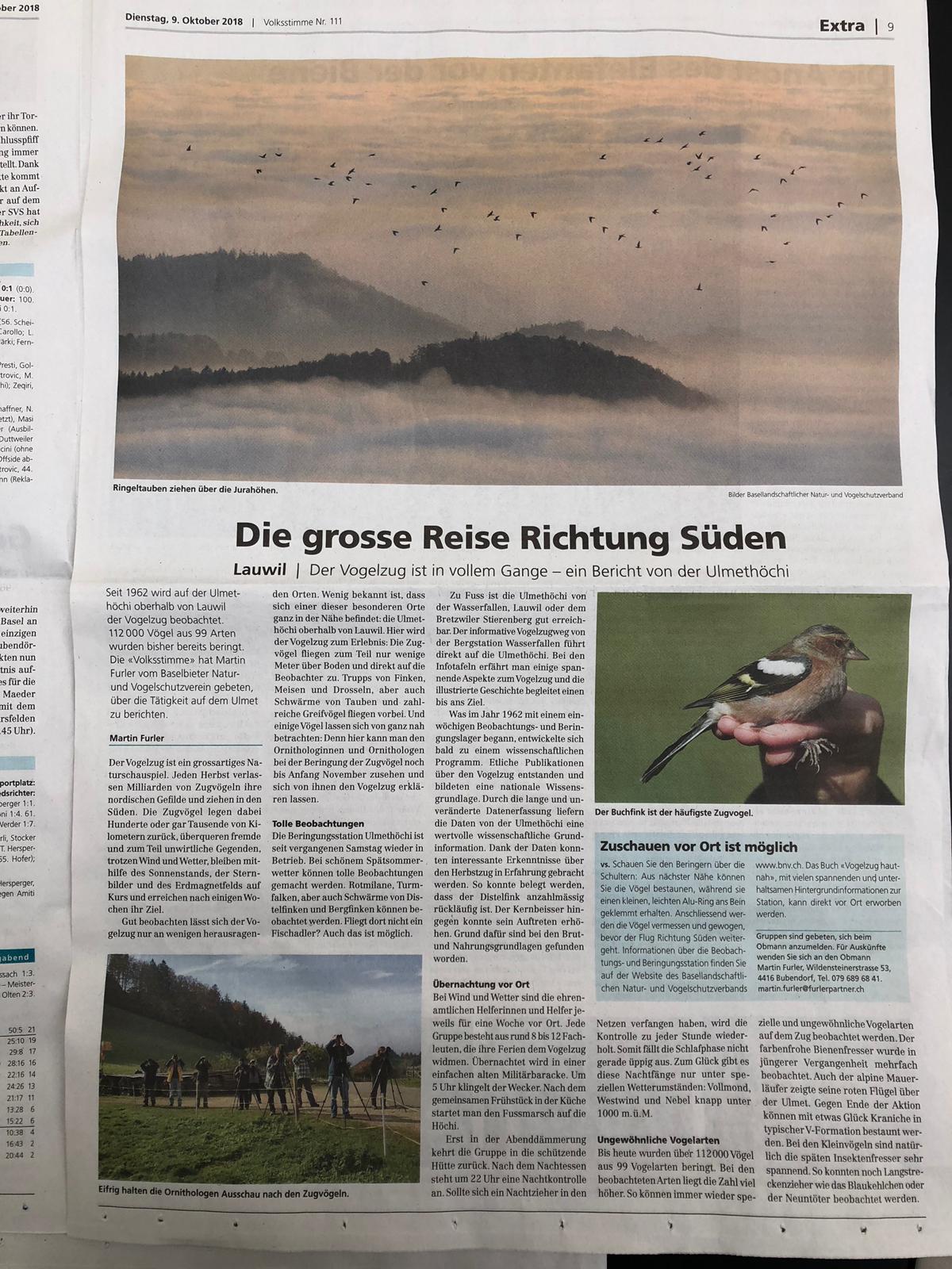 Bericht Volkstimme 09 10 2018